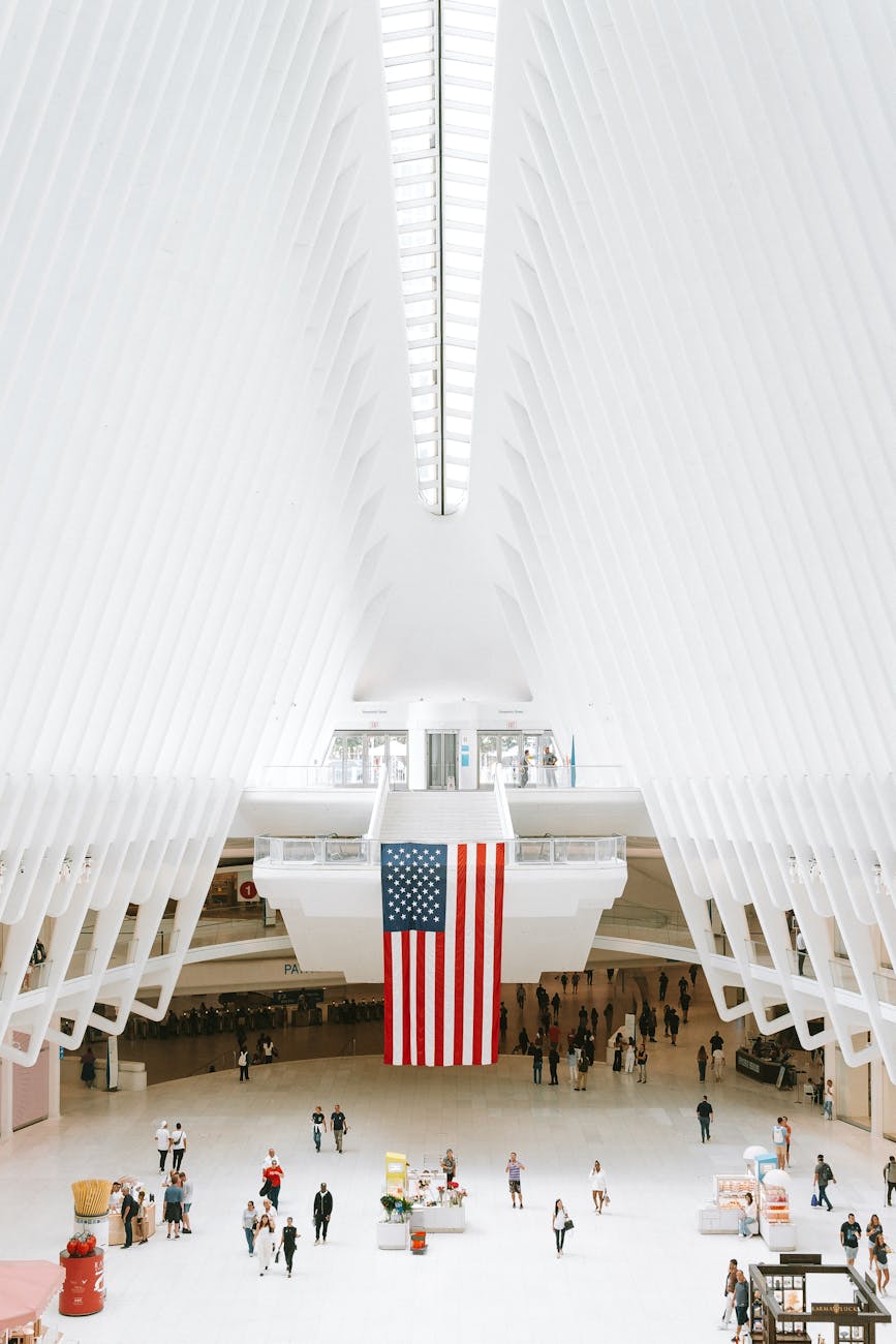 flag of usa in world trade center station